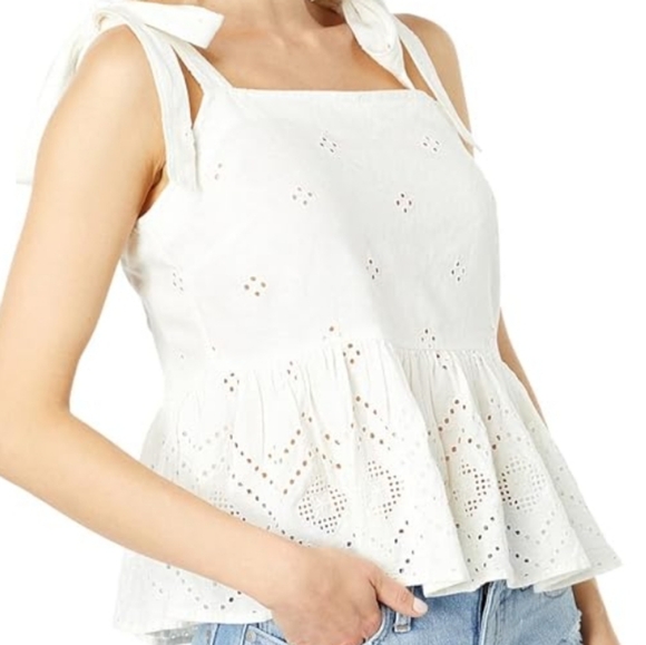 Madewell Rosalie Tie Strap Top In Geo Eyelet Size Small NWT - Picture 10 of 10